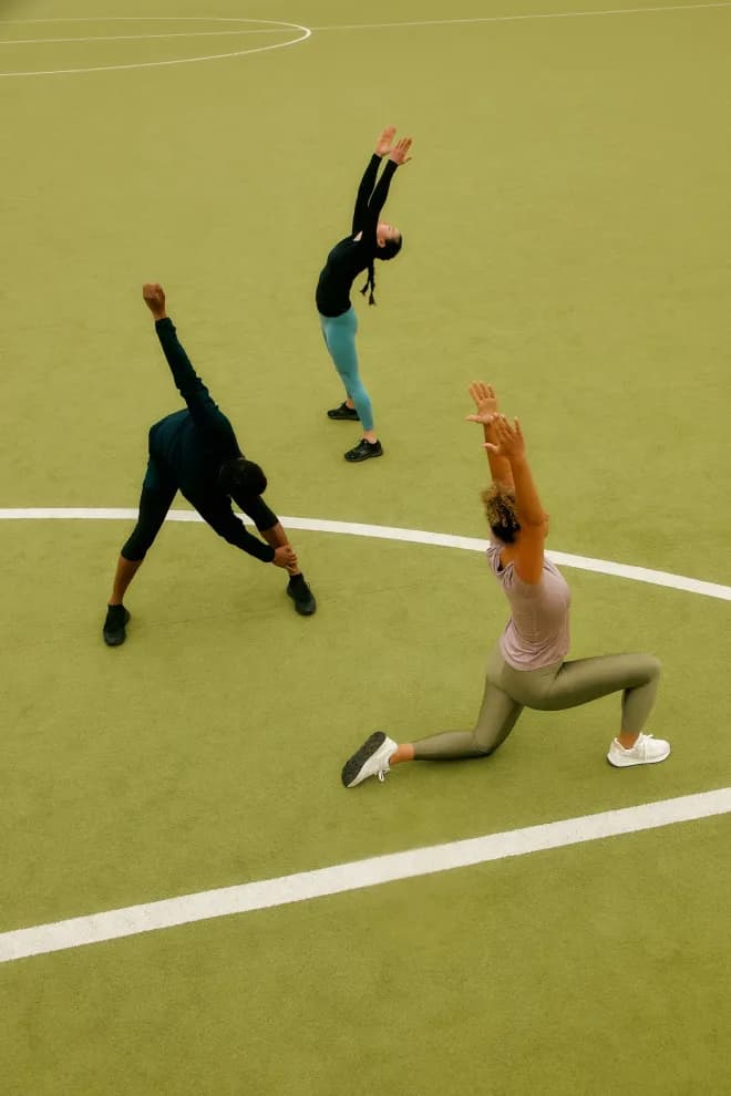 People stretching together — agents work for you.