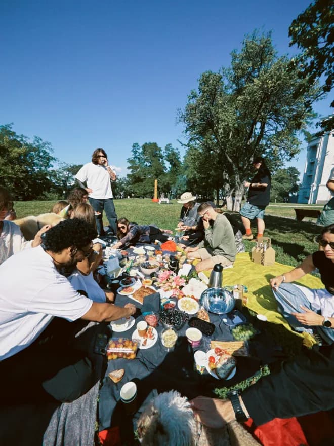 Friends sharing a picnic — your connections.